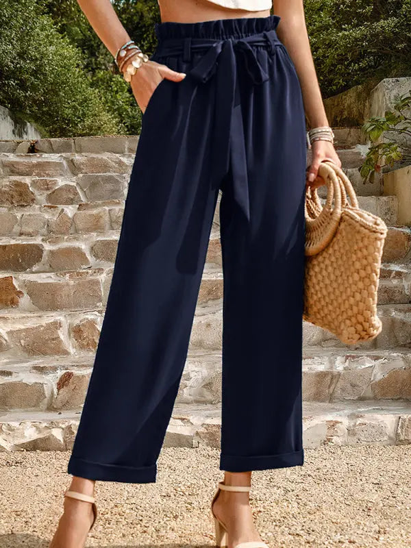 Blue Zone Planet |  Janet's Woven Solid Color Commuter Trousers kakaclo