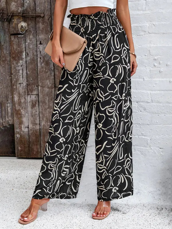 Blue Zone Planet |  Laura's elegant geometric print loose trousers BLUE ZONE PLANET