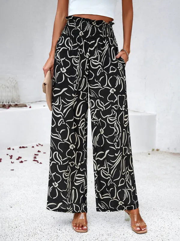 Blue Zone Planet |  Laura's elegant geometric print loose trousers BLUE ZONE PLANET