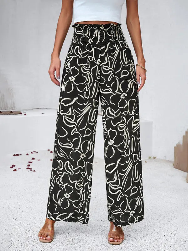 Blue Zone Planet |  Laura's elegant geometric print loose trousers BLUE ZONE PLANET