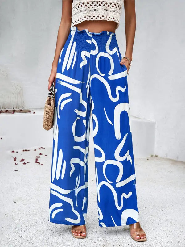 Blue Zone Planet |  Laura's elegant geometric print loose trousers kakaclo
