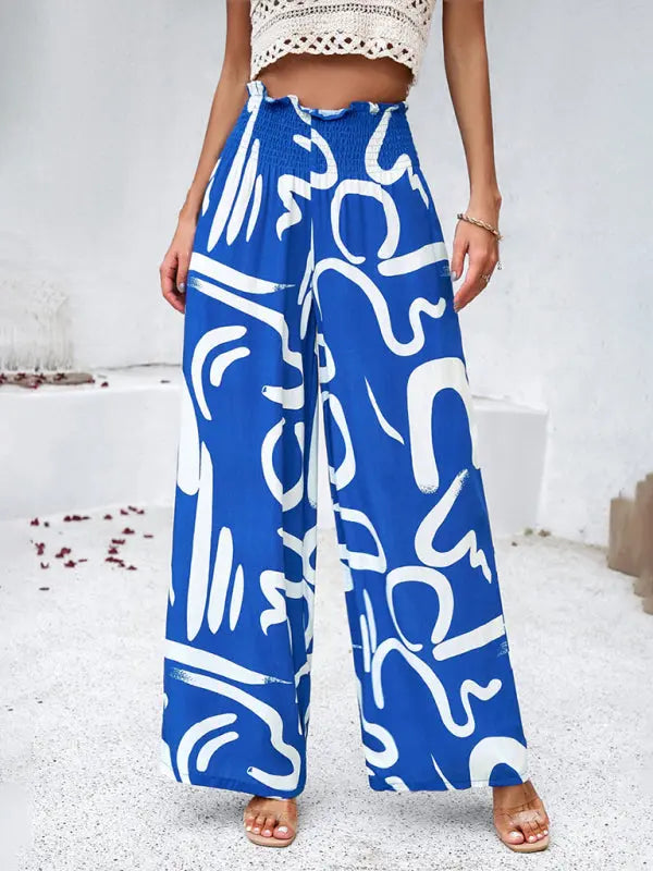 Blue Zone Planet |  Laura's elegant geometric print loose trousers kakaclo