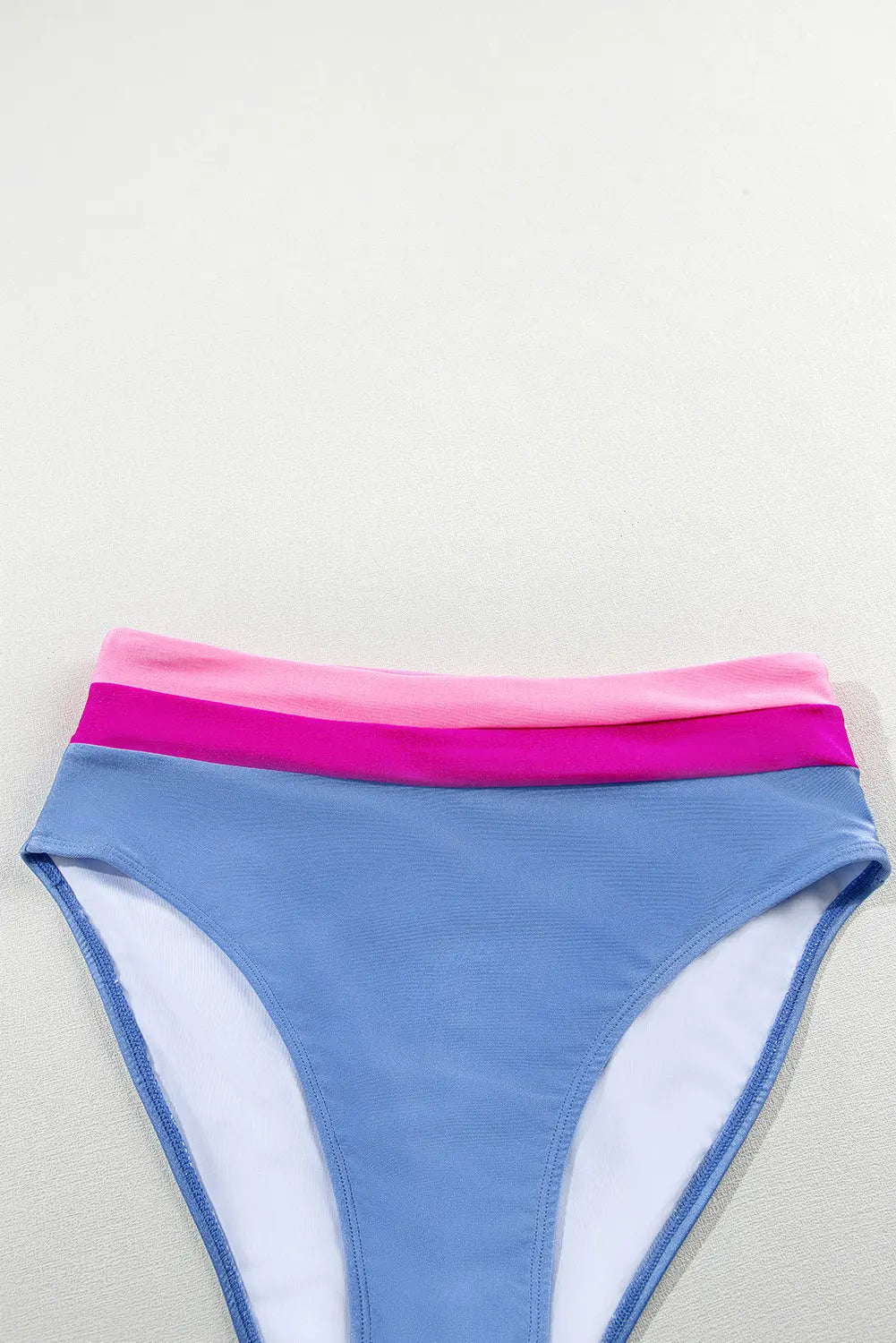 Blue Zone Planet |  Light Blue Colorblock High Waisted Bikini Swimsuit Blue Zone Planet