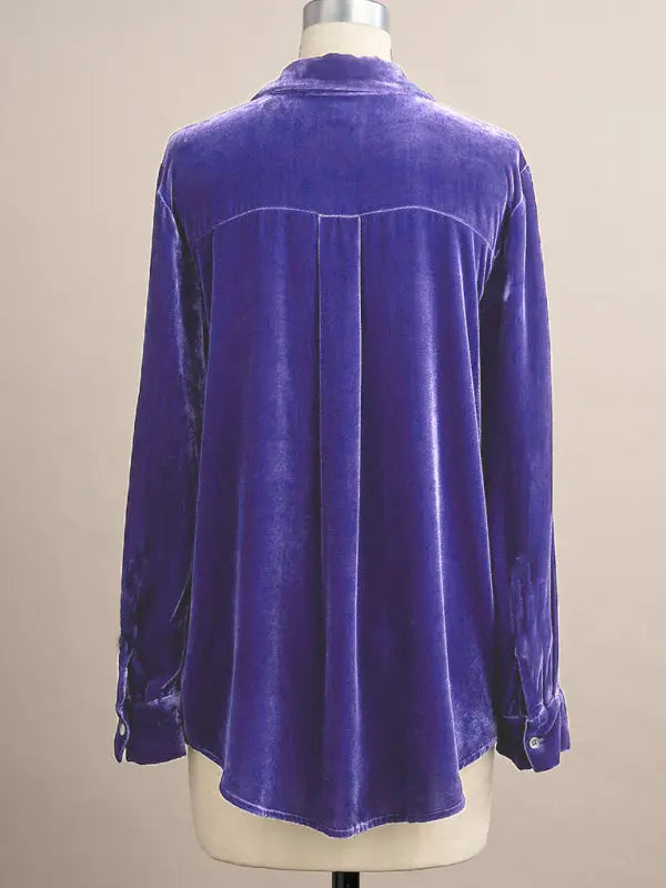 Blue Zone Planet |  Long-sleeved all-match velvet and golden velvet top with loose base lining BLUE ZONE PLANET