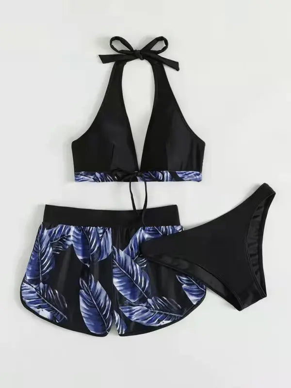 Blue Zone Planet |  Lucy's multi-color printed bikini three-piece set BLUE ZONE PLANET