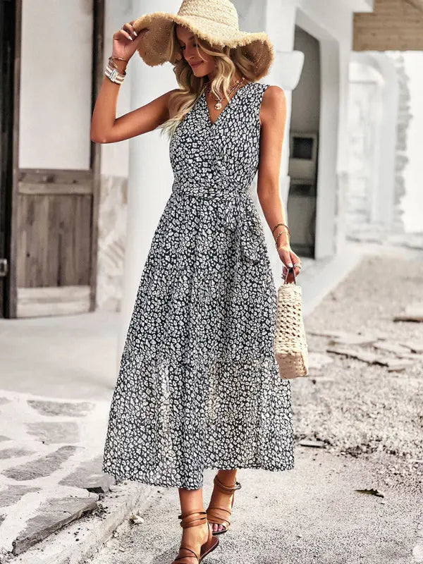 Zone Planet | New Waist Waist Vest Casual Resort Style Dress