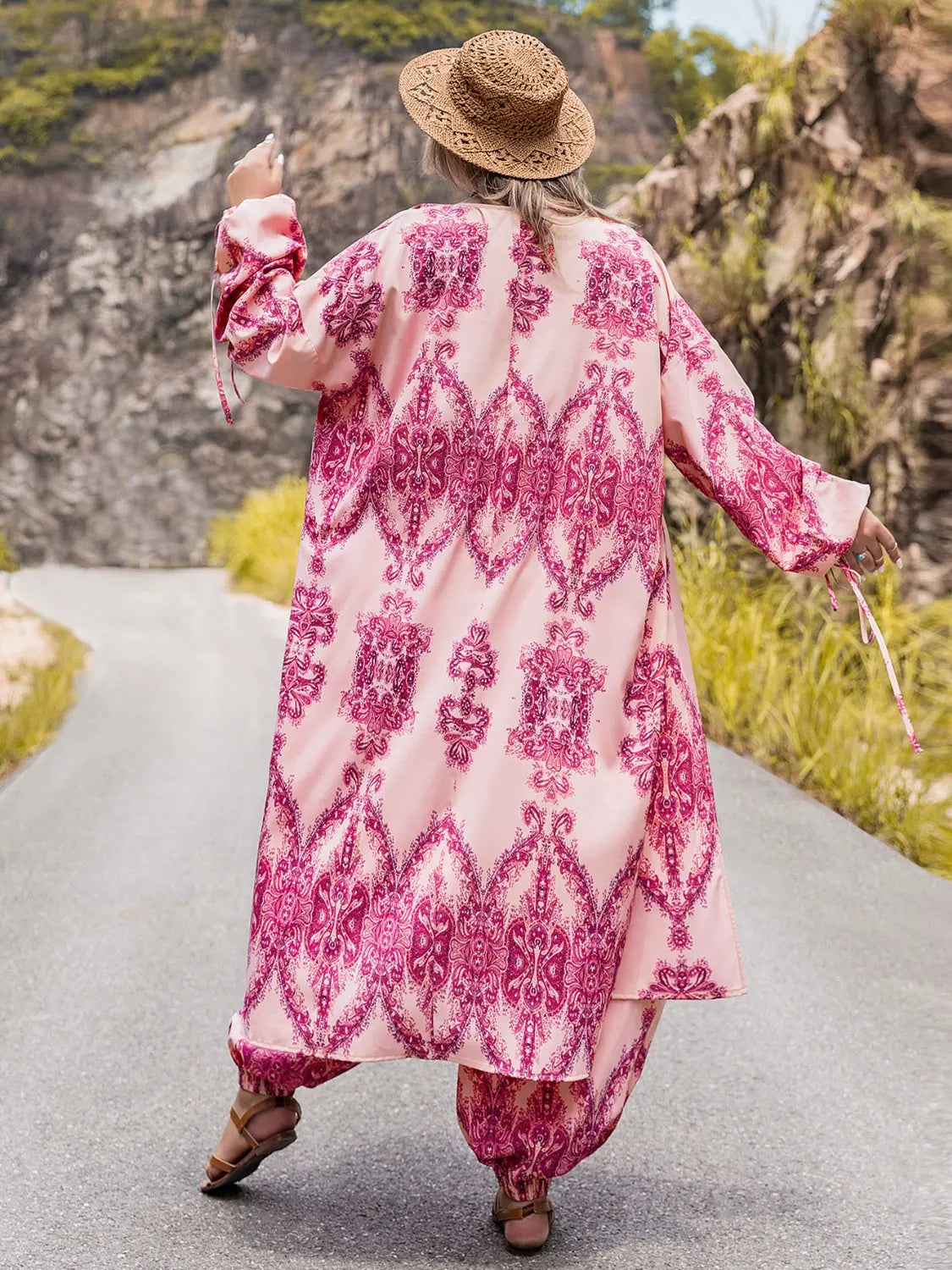Blue Zone Planet |  Plus Size Open Front Cardigan and Pants Set BLUE ZONE PLANET