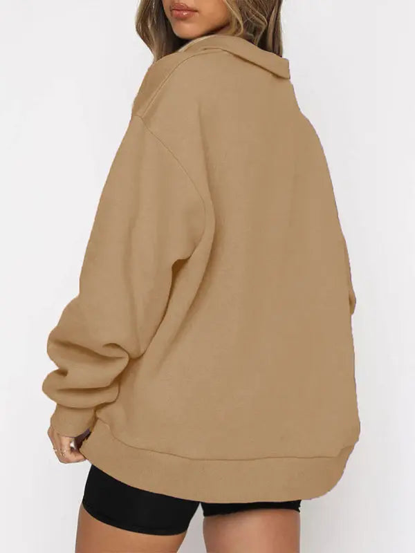 Blue Zone Planet |  Pocket Top Half Zip Pullover Long Sleeve Sweatshirt Sweatshirt BLUE ZONE PLANET