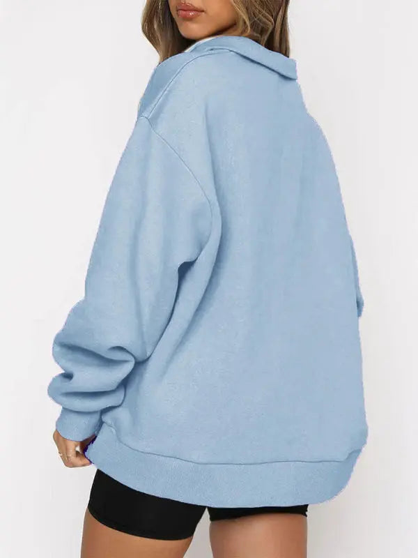 Blue Zone Planet |  Pocket Top Half Zip Pullover Long Sleeve Sweatshirt Sweatshirt BLUE ZONE PLANET