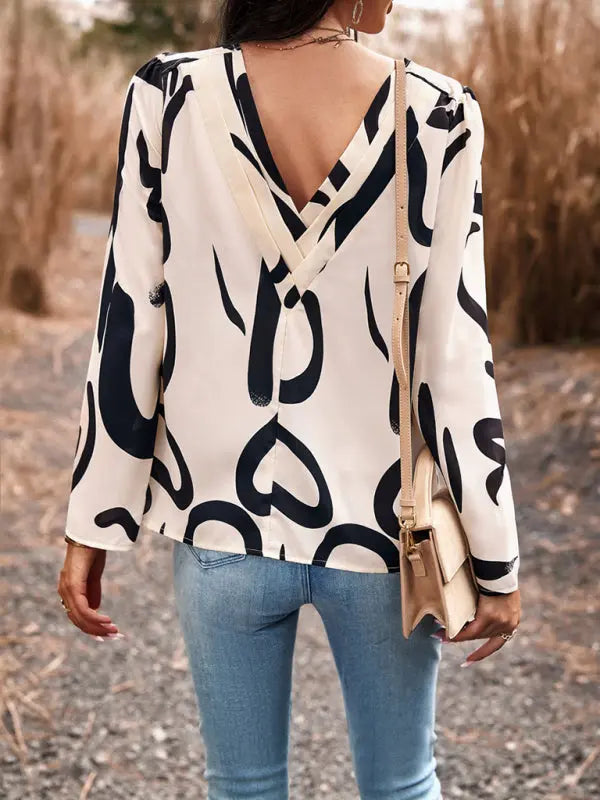 Blue Zone Planet | Printed Round Neck Long Sleeve Top BLUE ZONE PLANET