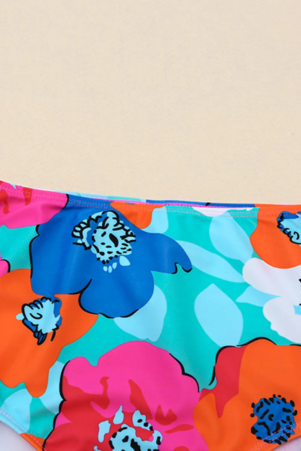 Blue Zone Planet |  Rose Red Floral Print High Waist Bikini Bottoms Blue Zone Planet