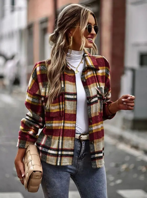 Blue Zone Planet |  Ruby's plaid long-sleeved top shirt jacket BLUE ZONE PLANET