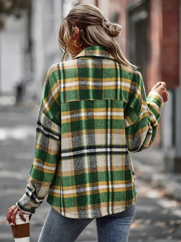 Blue Zone Planet |  Ruby's plaid long-sleeved top shirt jacket BLUE ZONE PLANET