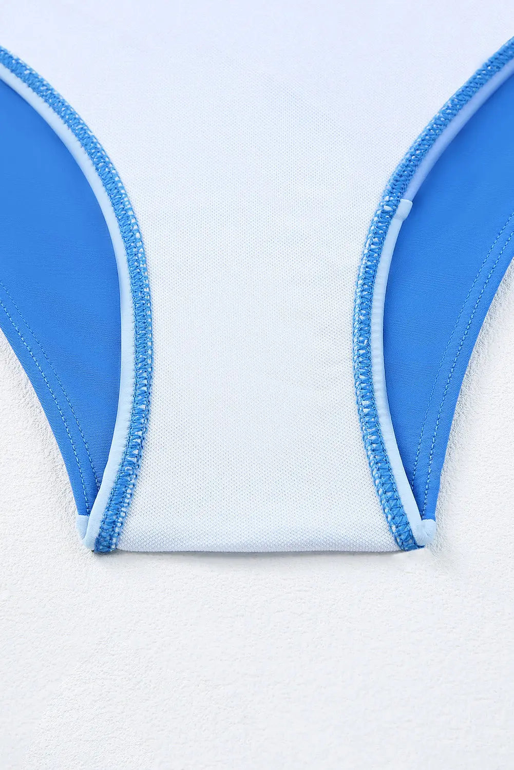 Blue Zone Planet |  Sky Blue Ombre Color Block Tie Shoulder Bikini High Waist Swimsuit Blue Zone Planet