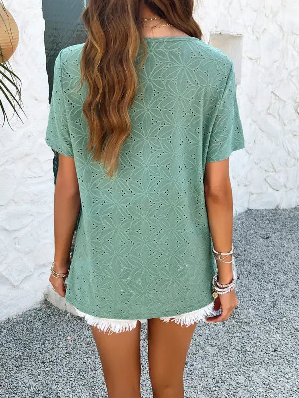 Blue Zone Planet |  Spring and summer solid color short-sleeved T-shirt tops BLUE ZONE PLANET
