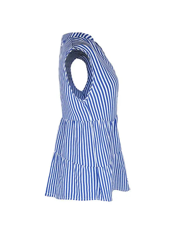 Blue Zone Planet | Summer tops sleeveless v-neck striped shirt BLUE ZONE PLANET