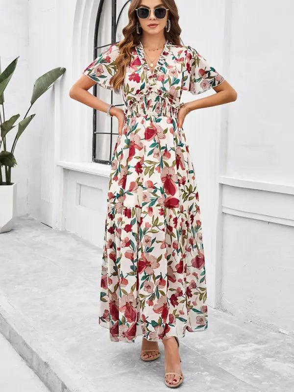 Blue Zone Planet |  Vanessa's floral printed tiered maxi dress BLUE ZONE PLANET