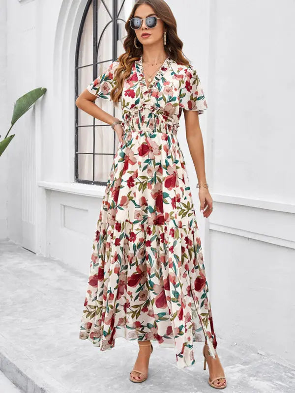 Blue Zone Planet |  Vanessa's floral printed tiered maxi dress BLUE ZONE PLANET