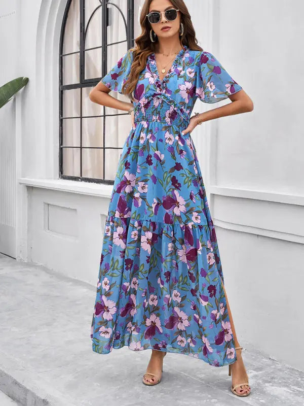 Blue Zone Planet |  Vanessa's floral printed tiered maxi dress BLUE ZONE PLANET