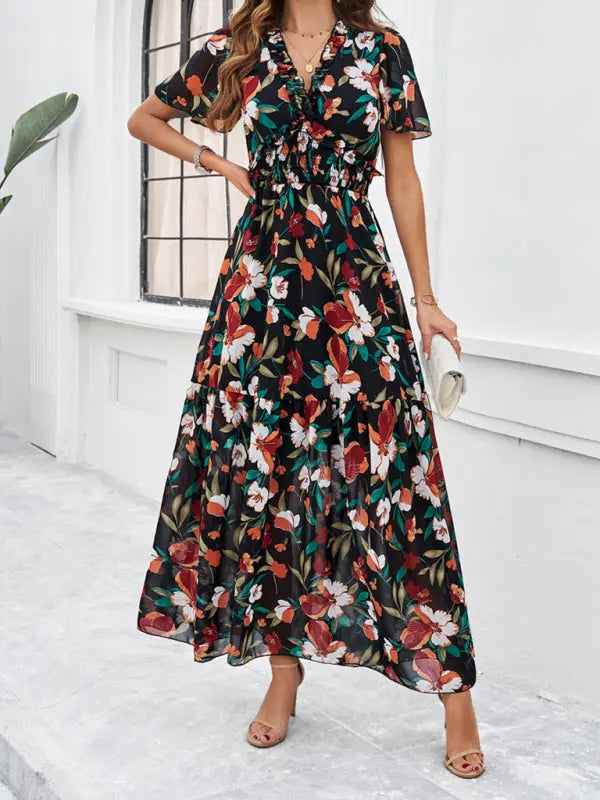 Blue Zone Planet |  Vanessa's floral printed tiered maxi dress BLUE ZONE PLANET