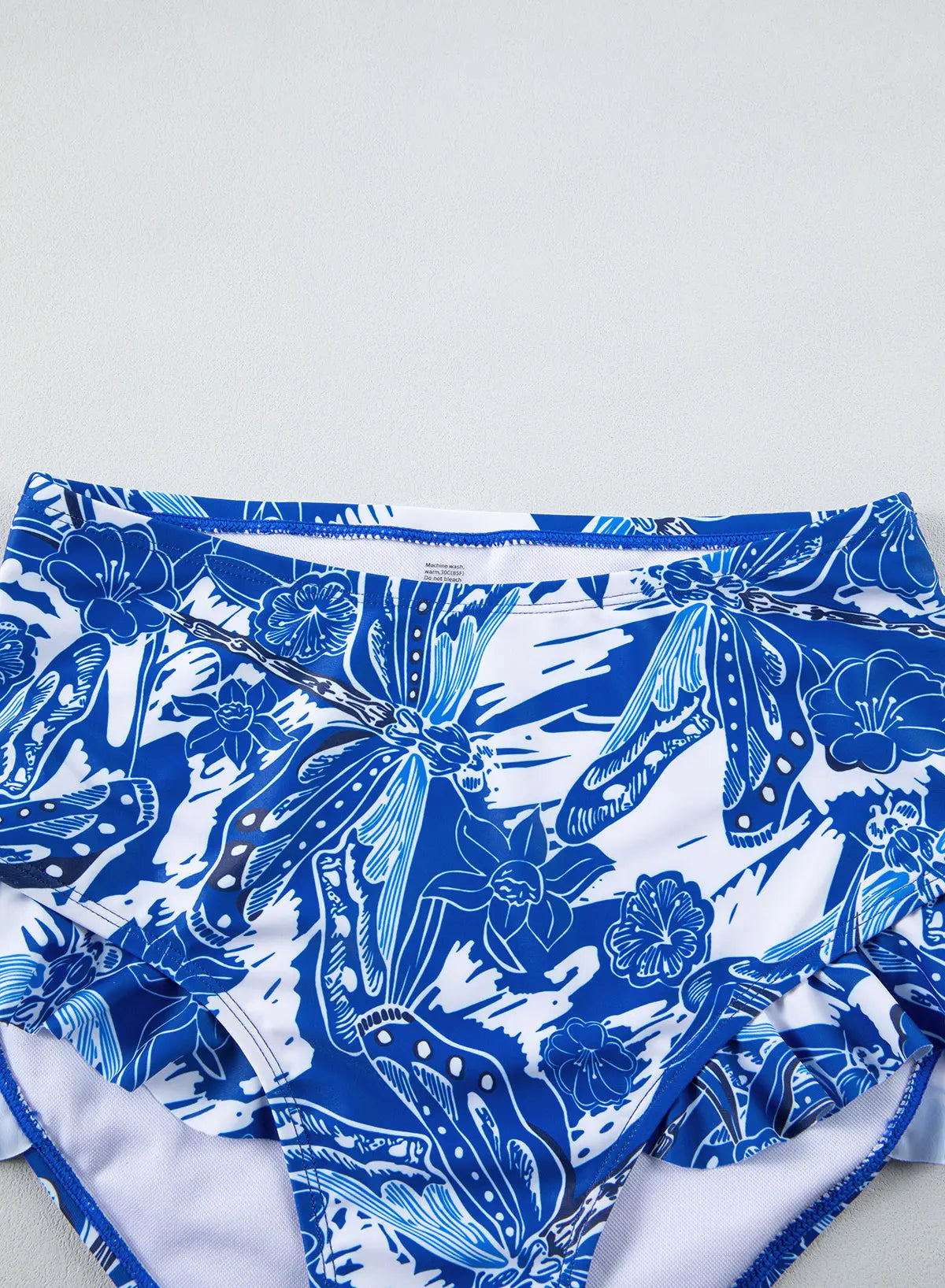 Blue Zone Planet |  White 3pcs Flower Print Ruffled Bikini with Cover up Blue Zone Planet