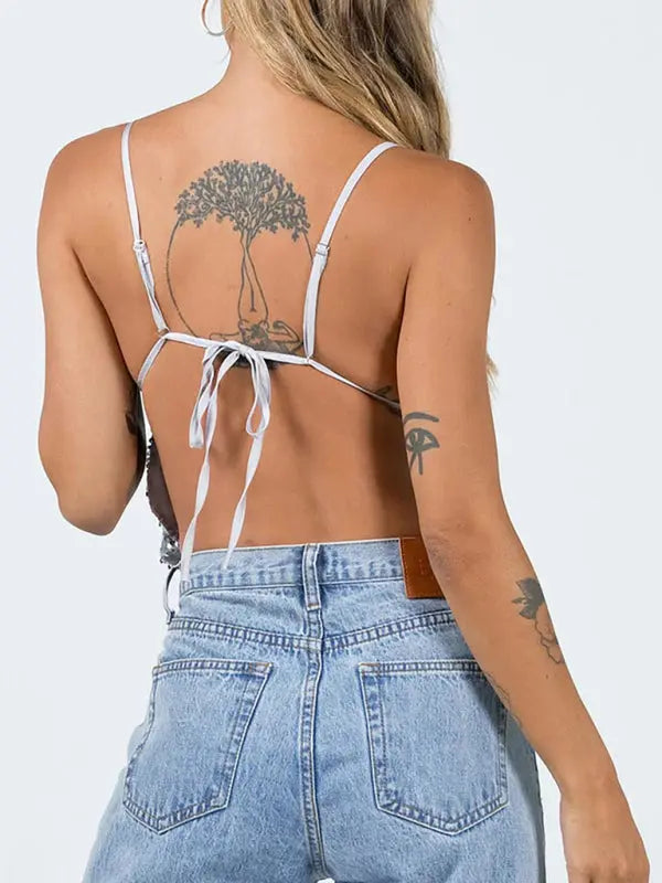 Blue Zone Planet | Sequined backless camisole