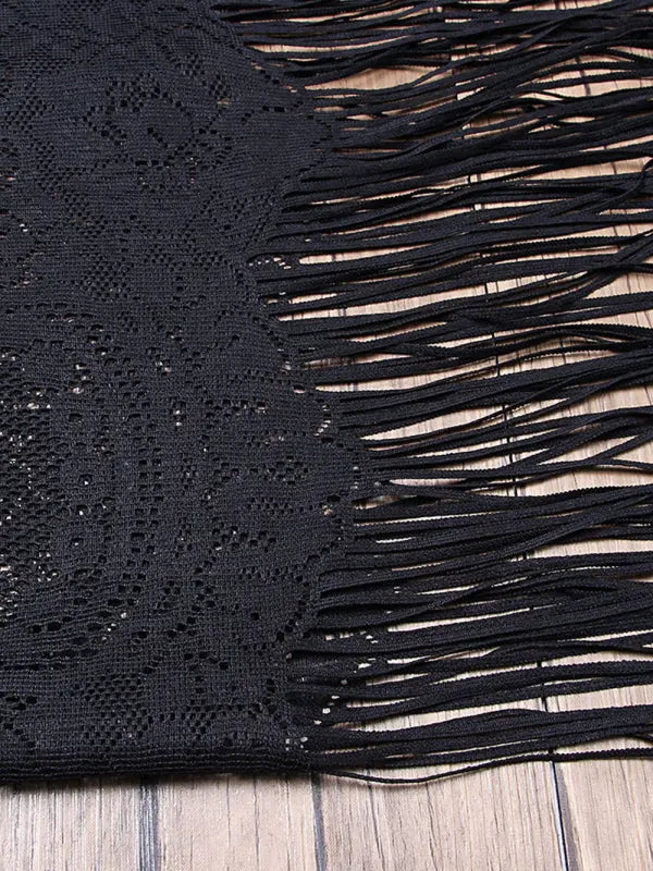 Blue Zone Planet |  hollow beach lace fringed blouse skirt BLUE ZONE PLANET