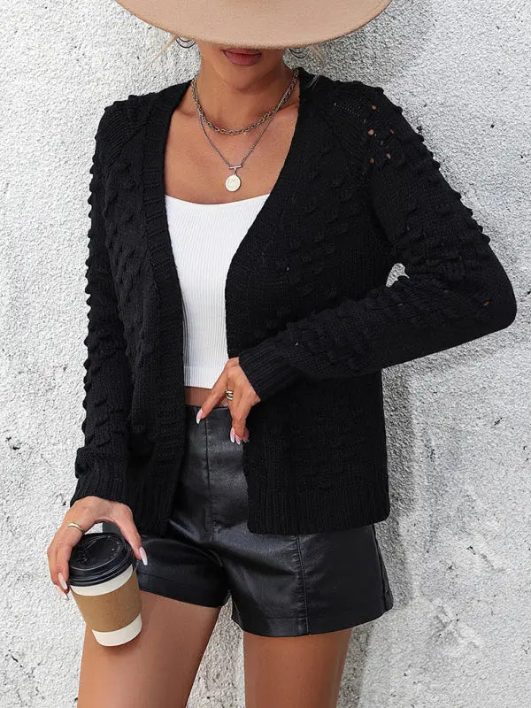 Blue Zone Planet |  knitted three-dimensional pattern cardigan coat sweater BLUE ZONE PLANET