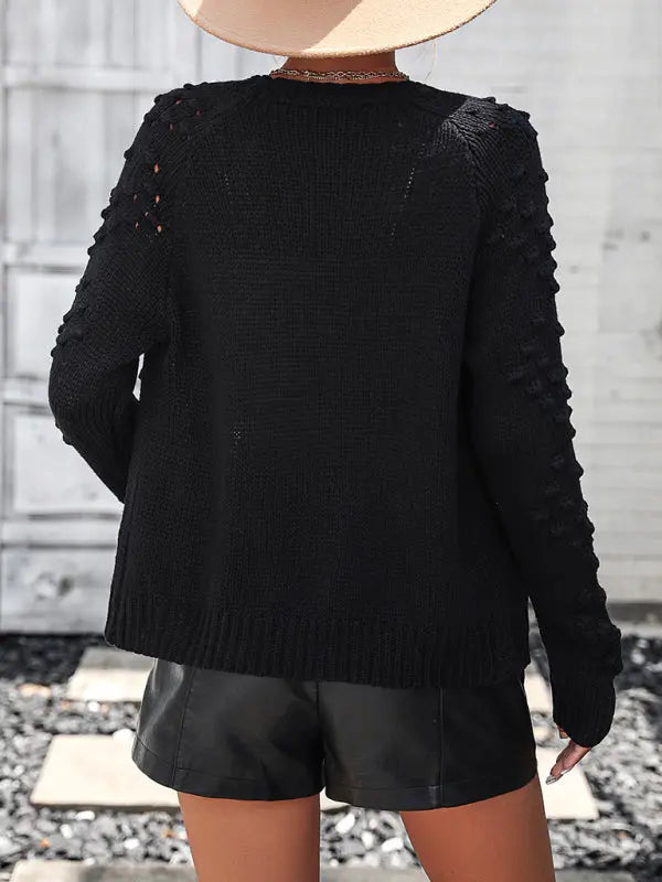 Blue Zone Planet |  knitted three-dimensional pattern cardigan coat sweater BLUE ZONE PLANET