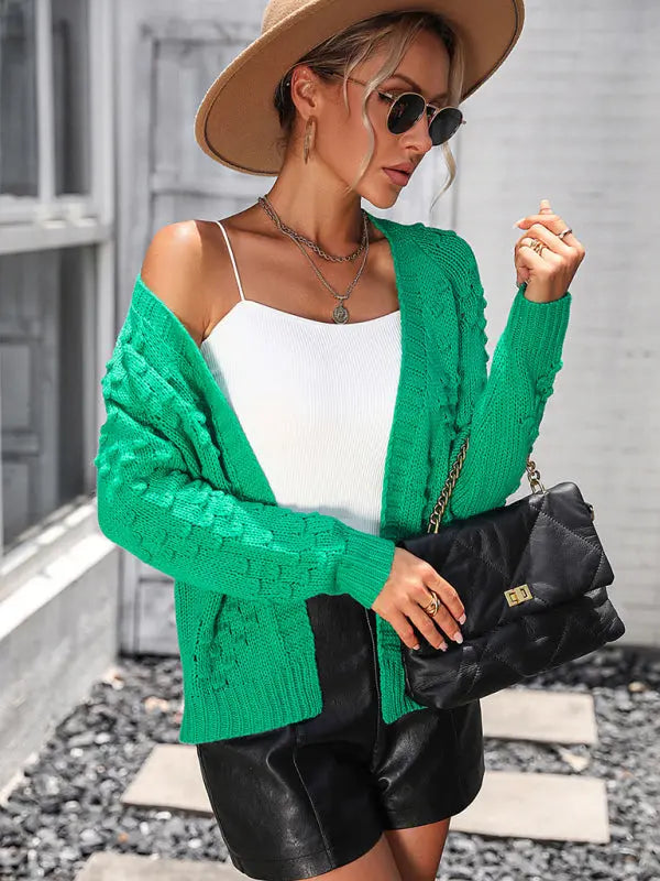 Blue Zone Planet |  knitted three-dimensional pattern cardigan coat sweater BLUE ZONE PLANET