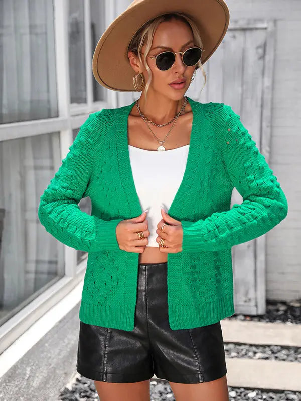 Blue Zone Planet |  knitted three-dimensional pattern cardigan coat sweater BLUE ZONE PLANET