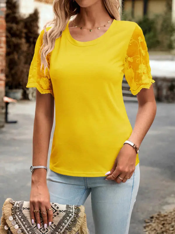 Blue Zone Planet |  lace short-sleeved T-shirt BLUE ZONE PLANET