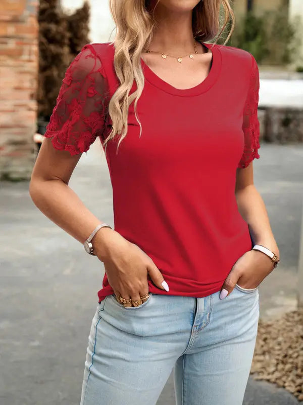 Blue Zone Planet |  lace short-sleeved T-shirt BLUE ZONE PLANET