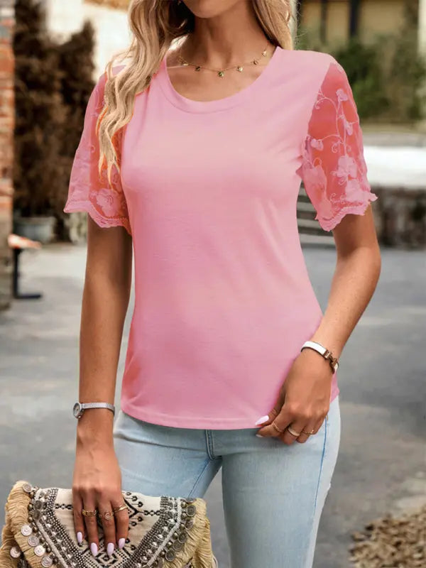 Blue Zone Planet |  lace short-sleeved T-shirt BLUE ZONE PLANET