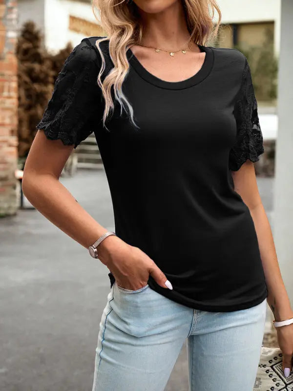 Blue Zone Planet |  lace short-sleeved T-shirt BLUE ZONE PLANET