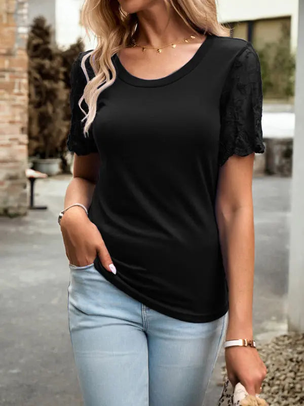 Blue Zone Planet |  lace short-sleeved T-shirt BLUE ZONE PLANET