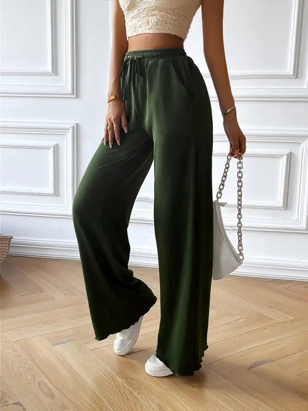 Blue Zone Planet |  loose solid color wide leg trousers BLUE ZONE PLANET