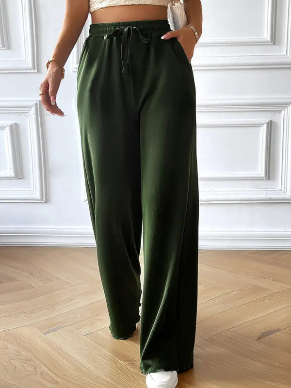 Blue Zone Planet |  loose solid color wide leg trousers BLUE ZONE PLANET