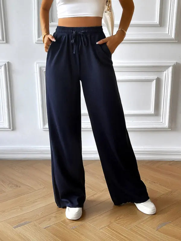 Blue Zone Planet |  loose solid color wide leg trousers BLUE ZONE PLANET