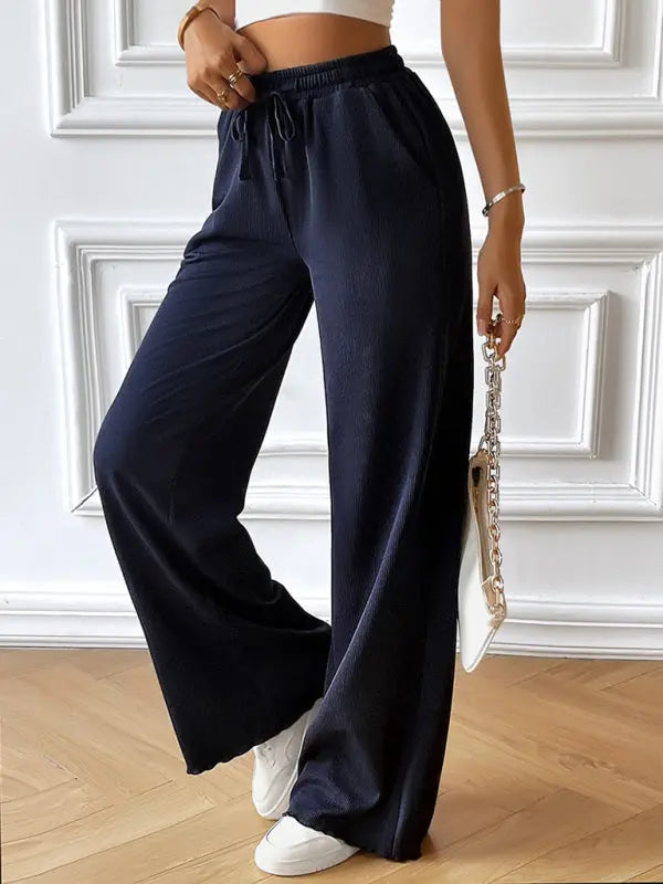 Blue Zone Planet |  loose solid color wide leg trousers BLUE ZONE PLANET