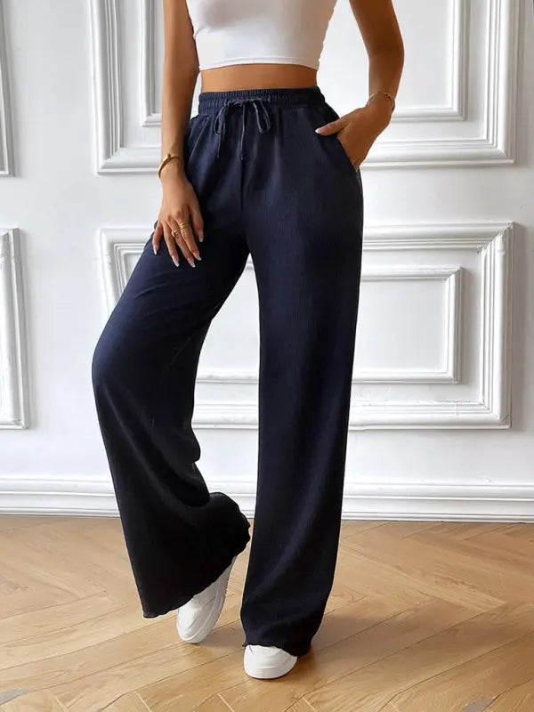 Blue Zone Planet |  loose solid color wide leg trousers BLUE ZONE PLANET