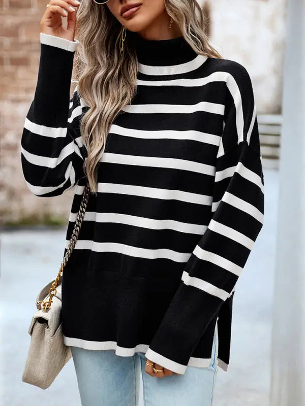 Blue Zone Planet | round neck long sleeve knitted sweater BLUE ZONE PLANET