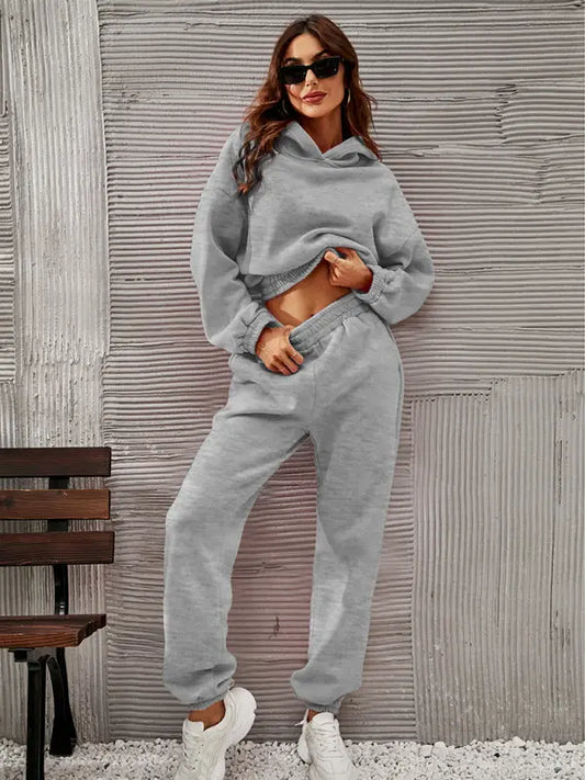 Blue Zone Planet |  solid color hooded sweater upper and lower two pieces sets BLUE ZONE PLANET