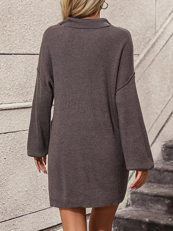Blue Zone Planet |  solid color lapel button sweater mid-length coat sweater BLUE ZONE PLANET