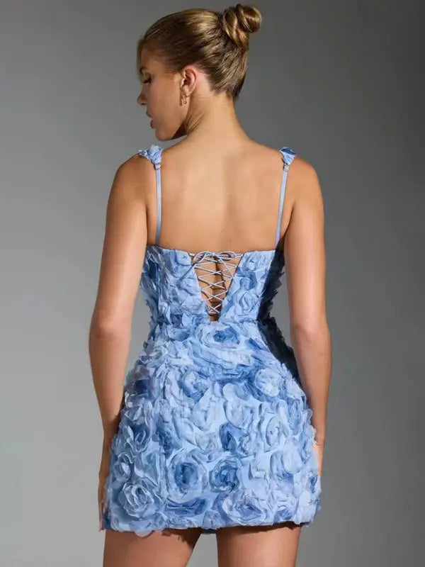 Blue Zone Planet |  sweet and cute three-dimensional flower spaghetti strap dress BLUE ZONE PLANET