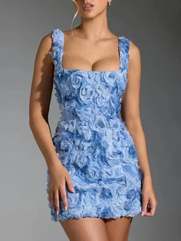 Blue Zone Planet |  sweet and cute three-dimensional flower spaghetti strap dress BLUE ZONE PLANET