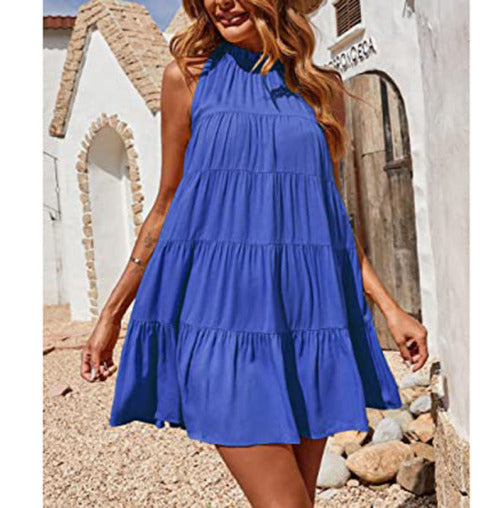 Blue Zone Planet | Ella's Ruched Solid Color Beach Vacation Swing Maxi Dress-TOPS / DRESSES-[Adult]-[Female]-Blue-S-2022 Online Blue Zone Planet