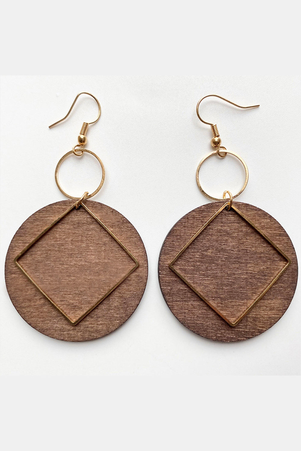 Bohemian Geometrical Shape Wooden Dangle Earrings BLUE ZONE PLANET