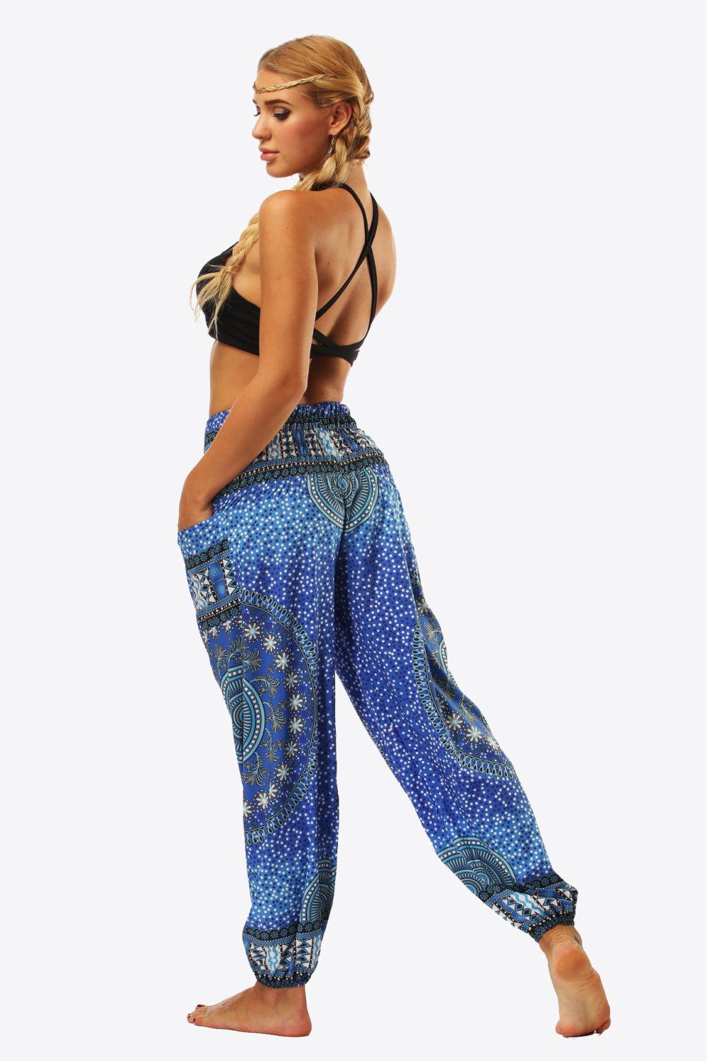 Bohemian Printed High-Waist Pants BLUE ZONE PLANET