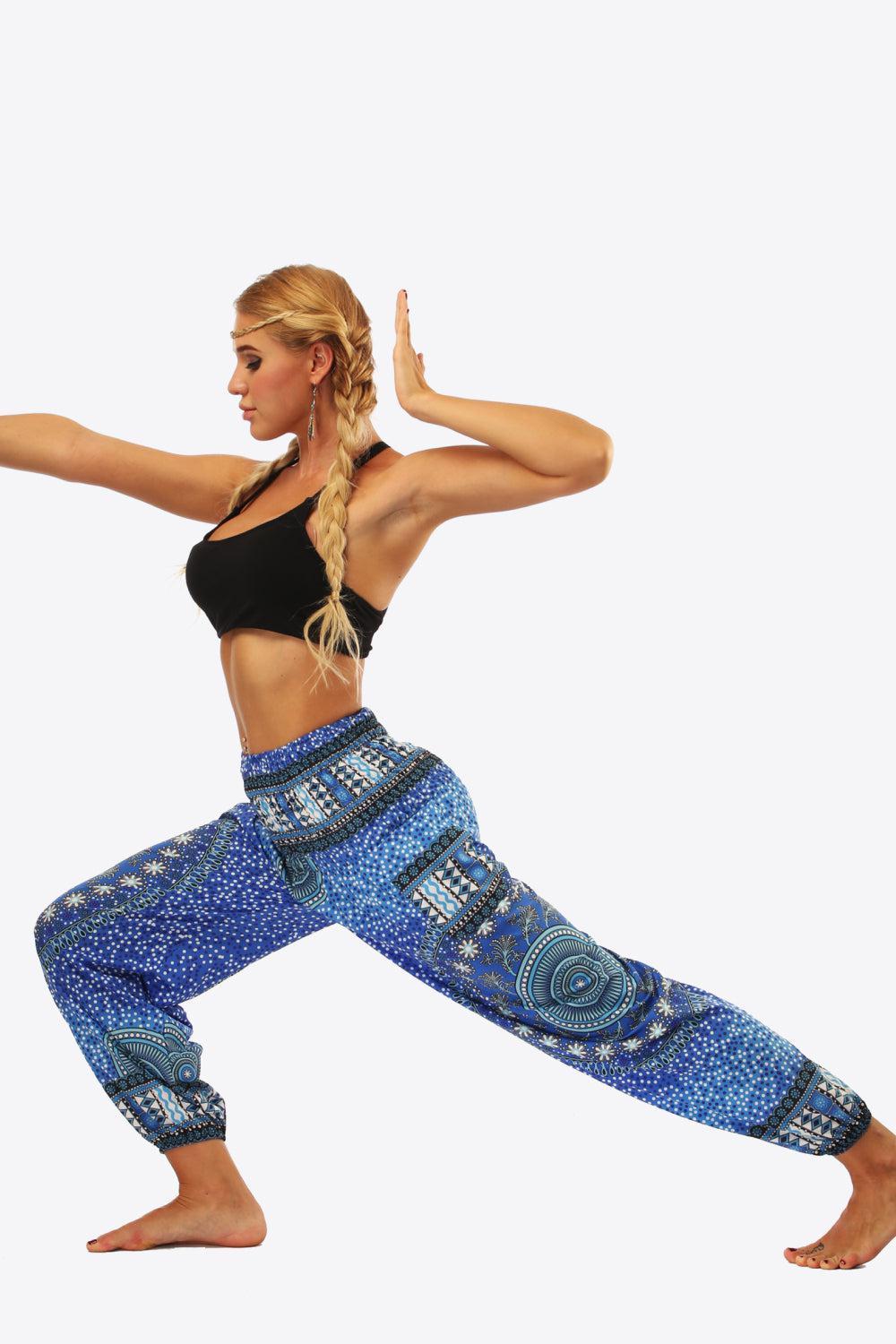 Bohemian Printed High-Waist Pants BLUE ZONE PLANET